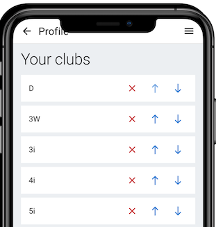 Your golf clubs configuration screen
